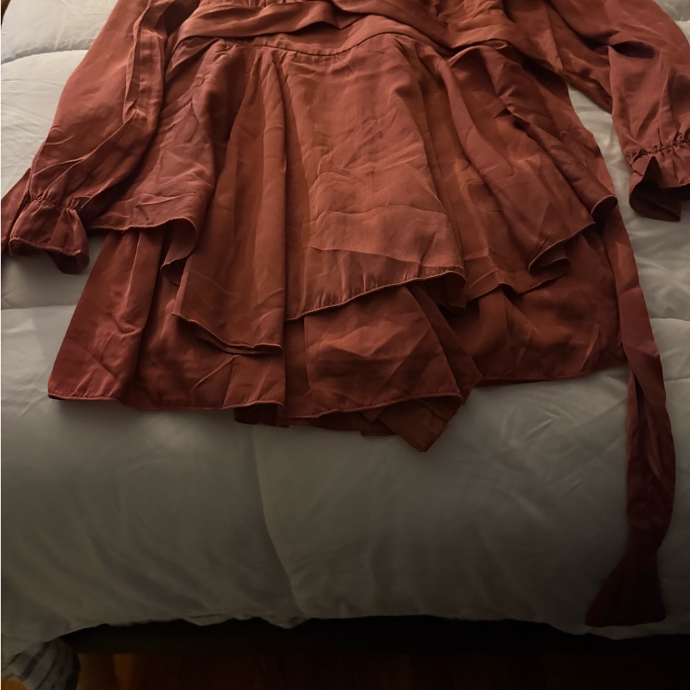 Chic Rust Satin Romper - Picture 2 of 7